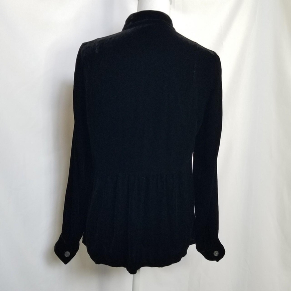 J.jill black silk & rayon black velvet velour long-sleeve blouse shirt top sz Sm - Picture 4 of 8